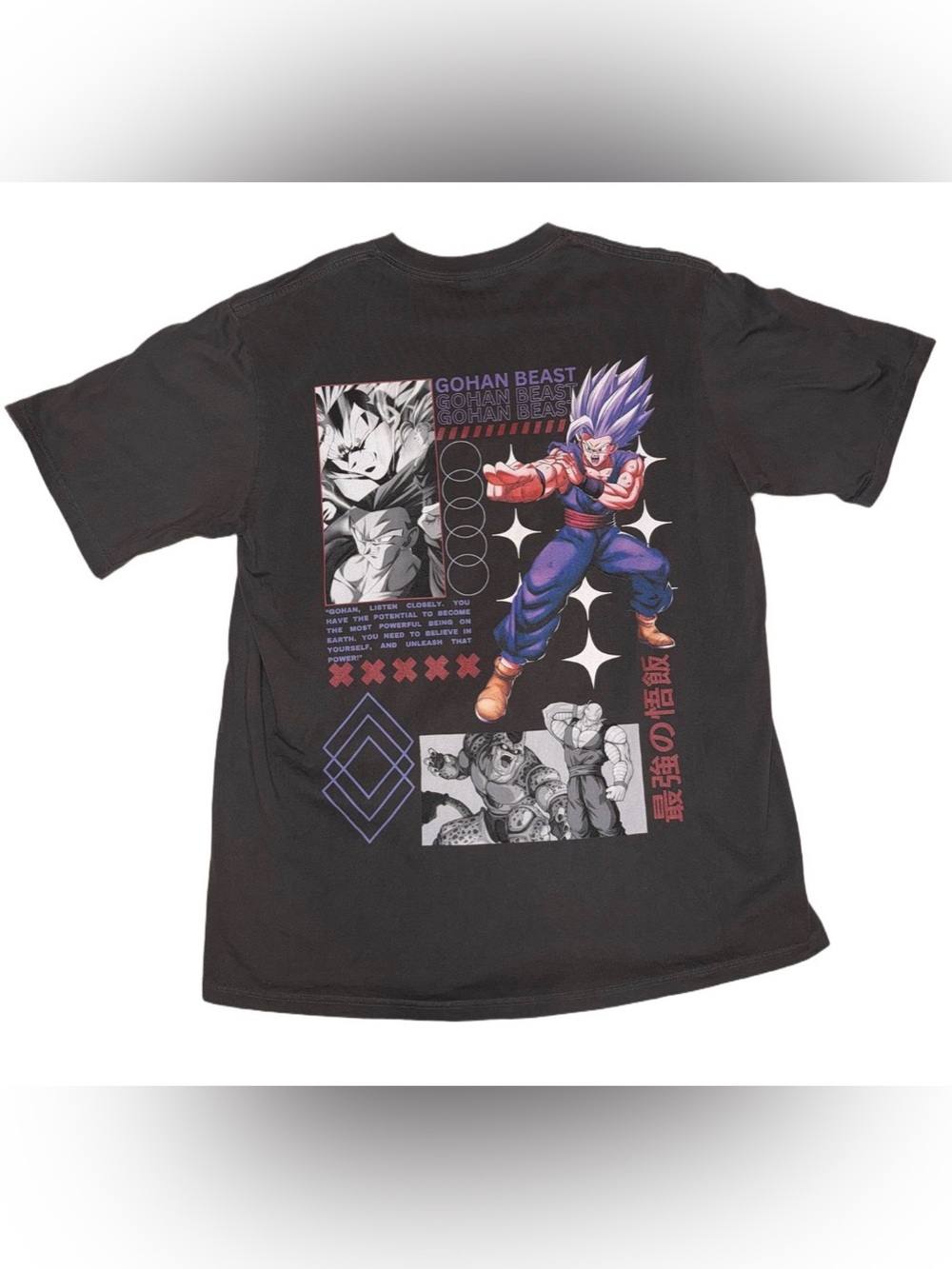 Tengu Athletics Dragon Ball Z Gohan Beast Graphic Tee XL Gray